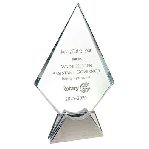 Rotary Starfire Award With Brushed Silver Base